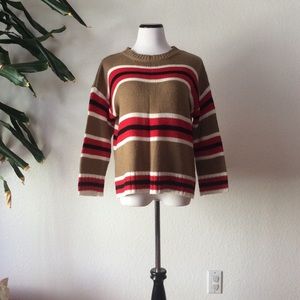 Drop Shoulder Multicolored Striped Sweater